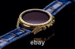 Custom Samsung Watch 3 45mm 24k Gold, Hand Engraved, Alligator Strap
