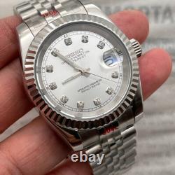 Custom Seikmod Silver Dial Diamond Hour Markers Jubilee Bracelet NH35