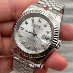Custom Seikmod Silver Dial Diamond Hour Markers Jubilee Bracelet NH35