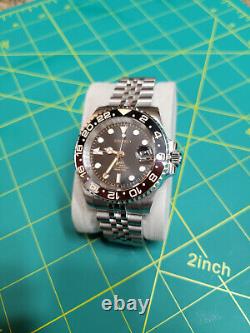 Custom Seiko Mod Watch GMT Rootbeer NH34 GMT Movement