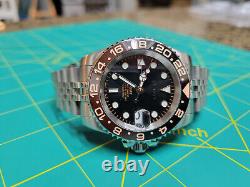 Custom Seiko Mod Watch GMT Rootbeer NH34 GMT Movement