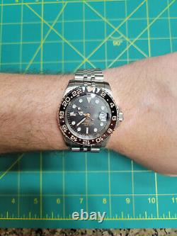 Custom Seiko Mod Watch GMT Rootbeer NH34 GMT Movement