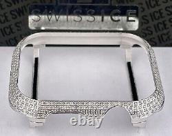 Custom Stainless Steel 1.5ct Genuine Diamonds Bezel/Case For Apple Watch 44mm
