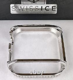 Custom Stainless Steel 3.5ct Genuine Diamonds Bezel/Case For Apple Watch 45mm