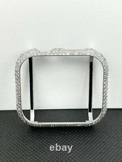 Custom Stainless Steel 4.5ct Genuine Diamonds Bezel/Case For Apple Watch 44mm
