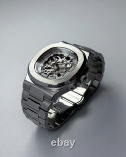 Custom White Skeleton Watch 40mm Stainless Steel Automatic Movement