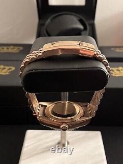 Custom build seiko mod NH35 movement mod jubilee rose gold watch