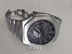 Custom casioak casio g-shock GAB2100 Silver Stainless Steel Bluetooth 5th gen