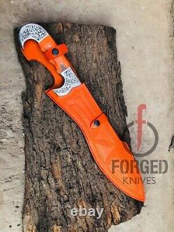 Custom hand forged Stainless steel Hunting knife 15 with leather sheath