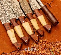Custom handmade etching stainless steel kitchen chef knife set