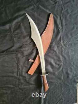 Custom handmade stainless steel sword with leather sheath