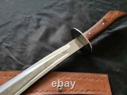 Custom handmade stainless steel sword with leather sheath