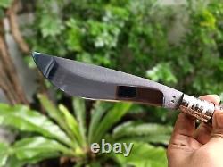 Custom hunting knife 8 4034 antirust steel, Rosewood handle carved tiger & pod
