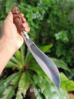 Custom hunting knife 8 4034 antirust steel, Rosewood handle carved tiger & pod