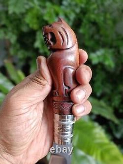 Custom hunting knife 8 4034 antirust steel, Rosewood handle carved tiger & pod