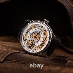 Custom wristwatch, gift for him, exclusive watch, engraved skeleton wristwatch