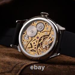 Custom wristwatch, gift for him, exclusive watch, engraved skeleton wristwatch