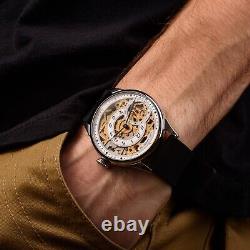 Custom wristwatch, gift for him, exclusive watch, engraved skeleton wristwatch