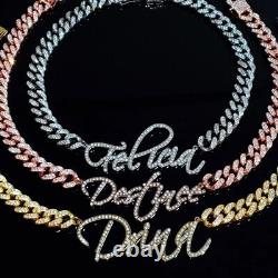 Customized Name Necklace Style FLexxin Stainless Steel Rhinestone Cuban Chain