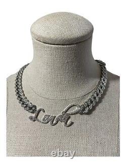 Customized Name Necklace Style FLexxin Stainless Steel Rhinestone Cuban Chain