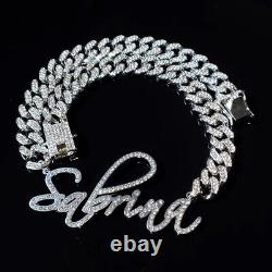 Customized Name Necklace Style FLexxin Stainless Steel Rhinestone Cuban Chain