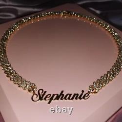 Customized Name Necklace Style FLexxin Stainless Steel Rhinestone Cuban Chain