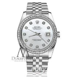 Datejust Women's Rolex 31mm White MOP Mother of Pearl Dial Diamond Bezel Watch