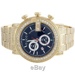 Diamond Gucci Ya101334 Watch 9.50 Ct New Custom Mens 101 G Gold PVD Real 44 MM