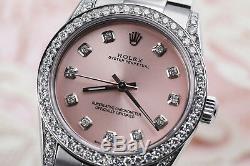 Diamond Ladies Rolex Oyster Perpetual 31mm Pink Dial Watch 68274