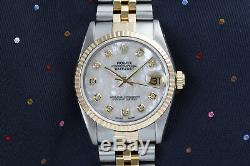Diamond Rolex 31mm Datejust 18K & SS White Mother of Pearl Dial Jubilee Bracelet
