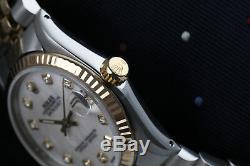 Diamond Rolex 31mm Datejust 18K & SS White Mother of Pearl Dial Jubilee Bracelet