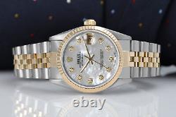 Diamond Rolex 31mm Datejust 18K & SS White Mother of Pearl Dial Jubilee Ship Now