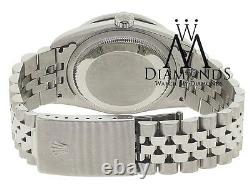 Diamond Rolex Watch 36mm Datejust Custom Diamond Black Dial In Stainless Steel