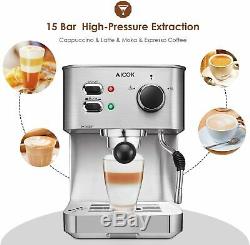 Espresso Machine Cappuccino Coffee Maker with Milk Steamer Frother 15 Bar @@