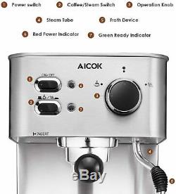 Espresso Machine Cappuccino Coffee Maker with Milk Steamer Frother 15 Bar @@