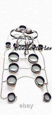 Female 9 Piece Sets Stainless Steel Chastity Belt Collar Bra Wrist Cuffs Thigh