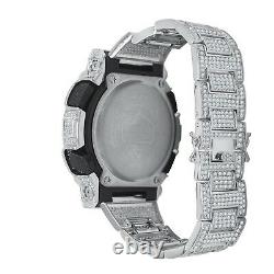 Full Icy Men's White Gold Tone Diamond Simulated Custom G Shock GD-100-1B Watch