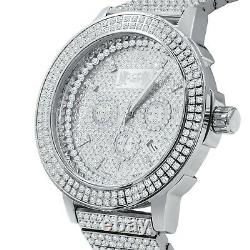 Full Stainless Steel Real Diamond Dial 18K White Gold Tone Custom Watch