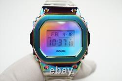 G-Shock DW-5600SRS-7JF, Custom Metal Rainbow Stainless Steel Bezel, Japan Import