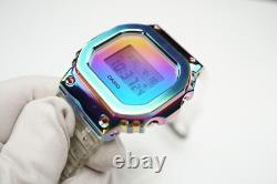 G-Shock DW-5600SRS-7JF, Custom Metal Rainbow Stainless Steel Bezel, Japan Import