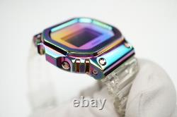 G-Shock DW-5600SRS-7JF, Custom Metal Rainbow Stainless Steel Bezel, Japan Import