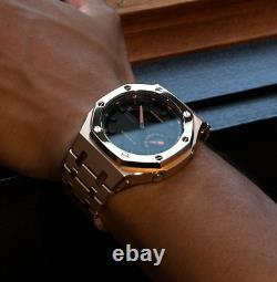GA2100 Casioak New Custom G-Shock Royal Oak Stainless Steel Rose Gold Watch Gift