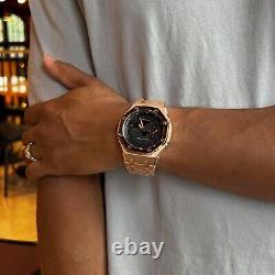 GA2100 Casioak New Custom G-Shock Royal Oak Stainless Steel Rose Gold Watch Gift