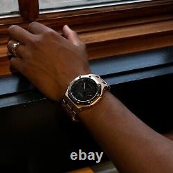 GA2100 Casioak New Custom G-Shock Royal Oak Stainless Steel Rose Gold Watch Gift