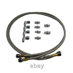 GM Ford Chevy Braided Flexible Stainless Steel Transmission Cooler Hose Line Kit