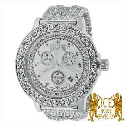 Genuine Diamonds Solitaire Bezel White Gold Finish Khronos Watch Icy Custom Band