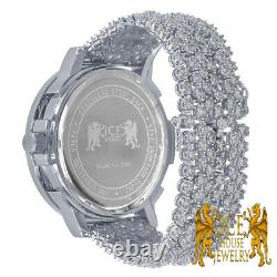Genuine Diamonds Solitaire Bezel White Gold Finish Khronos Watch Icy Custom Band