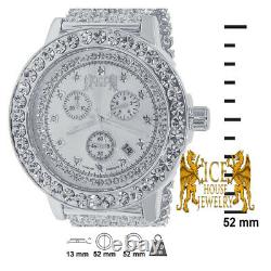 Genuine Diamonds Solitaire Bezel White Gold Finish Khronos Watch Icy Custom Band