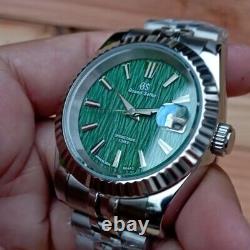 Green Dial 39 mm Automatic Custom Men Dress Watch Stainless Steel Silver Strap