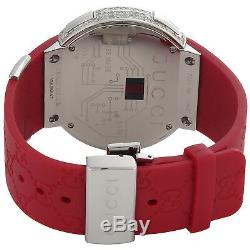 Gucci Diamond Watch YA114212 Custom Full Case Digital Red I-Gucci Band 4 CT